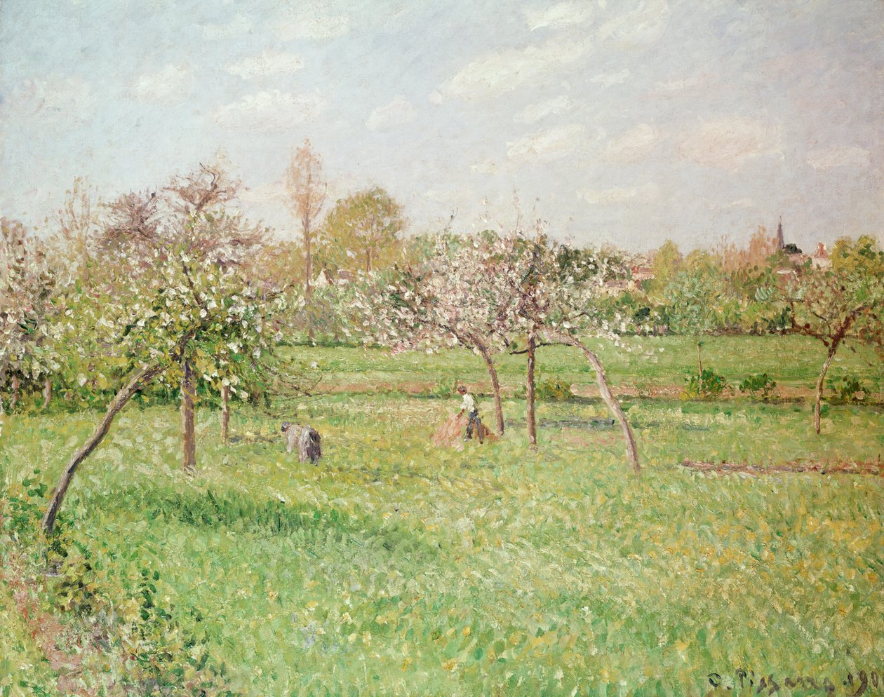 Appelbomen in Gragny, middagzon, 1900 door Camille Jacob Pissarro