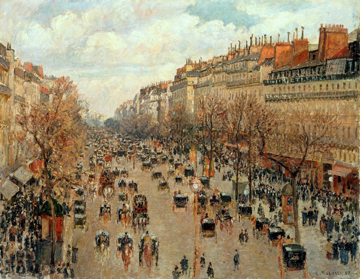 Boulevard Montmartre door Camille Jacob Pissarro