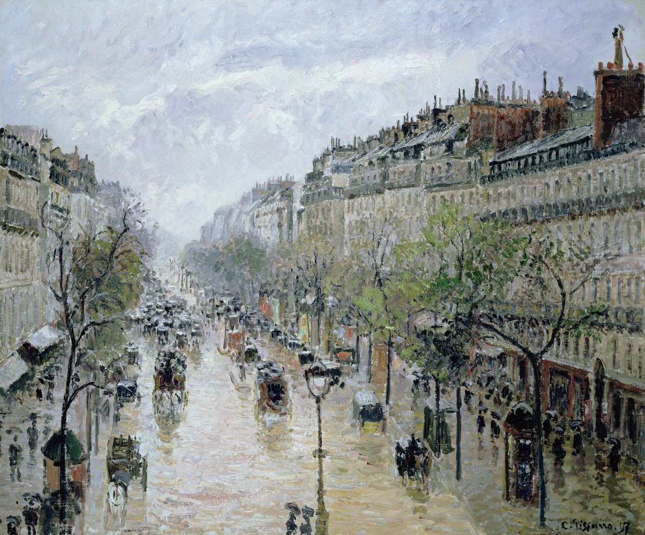 Boulevard Montmartre, 1897 door Camille Jacob Pissarro