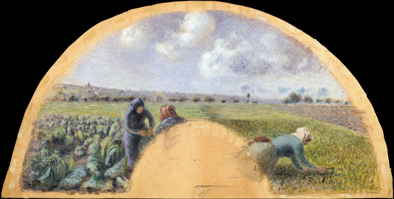 Waaiermontage: De Koolverzamelaars, c.1878-79 door Camille Jacob Pissarro