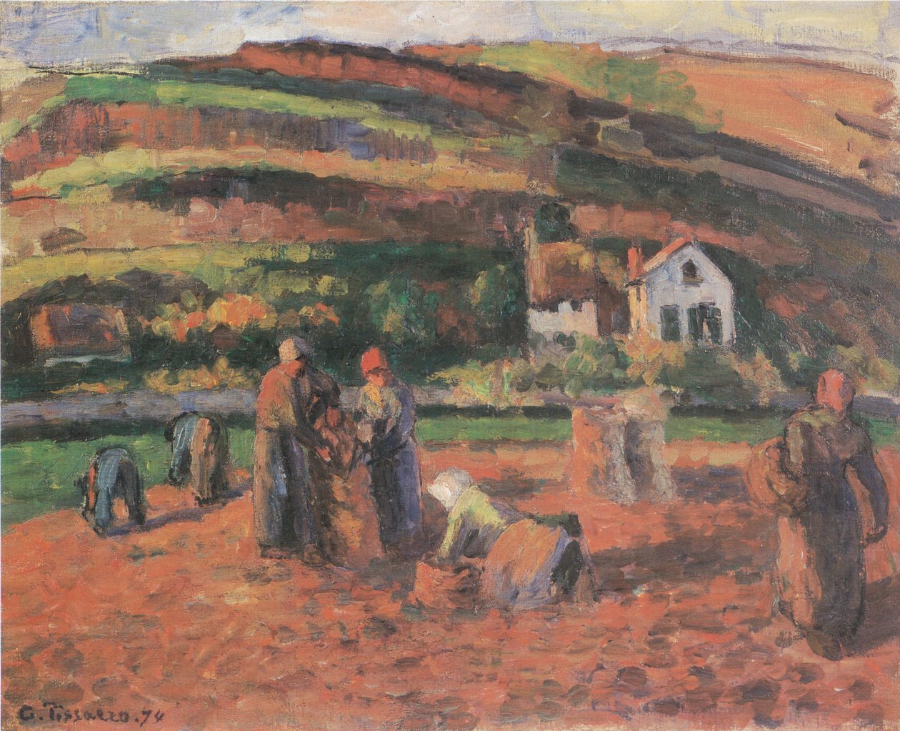Aardappeloogst door Camille Jacob Pissarro