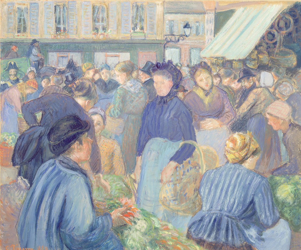 Le Marche de Gisors, 1889 door Camille Jacob Pissarro
