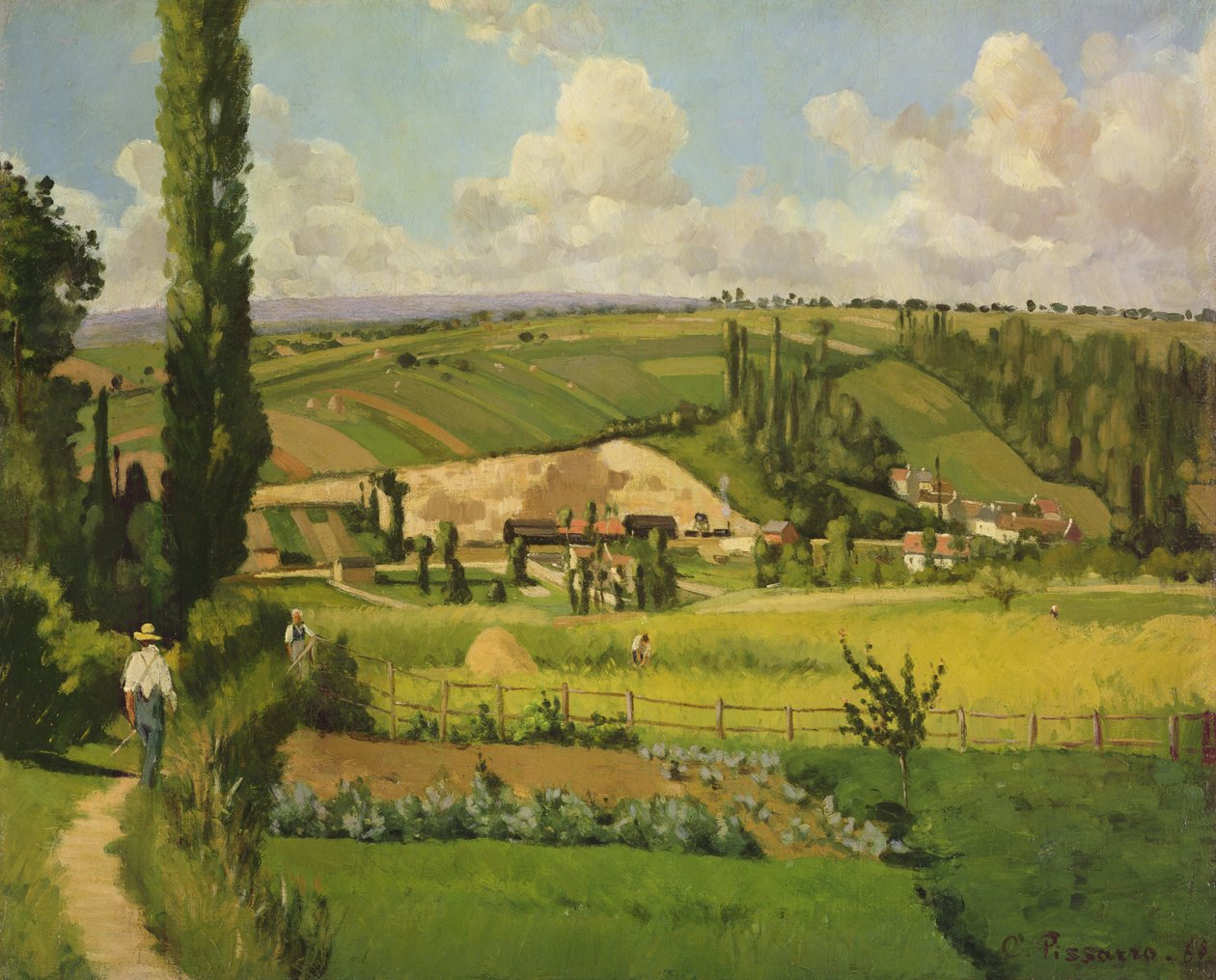 Landschap bij Patis, Pointoise, 1868 door Camille Jacob Pissarro