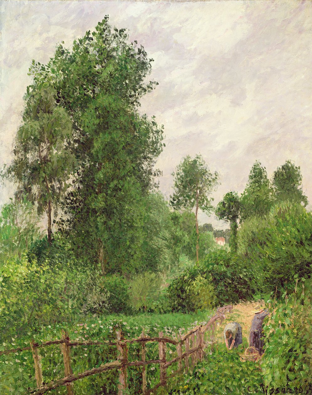 Landschap, grijs weer in Eragny, 1899 door Camille Jacob Pissarro