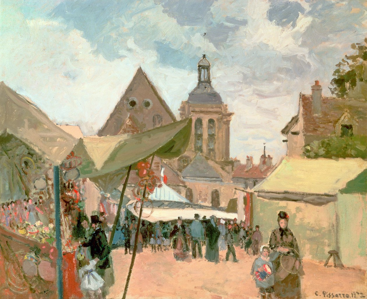 Septemberfeest, Pontoise, 1872 door Camille Jacob Pissarro