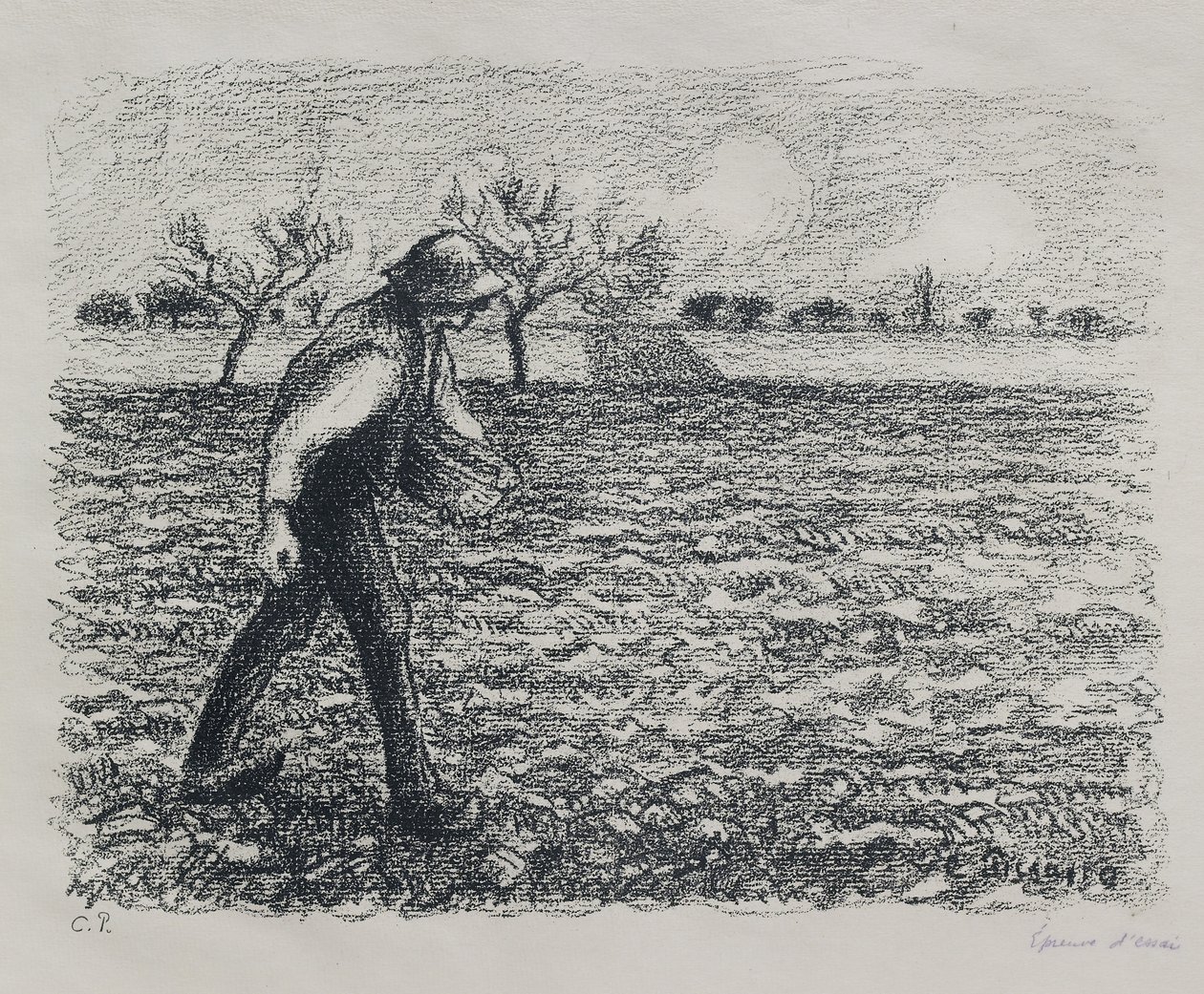 Zaaier, 1896 door Camille Jacob Pissarro