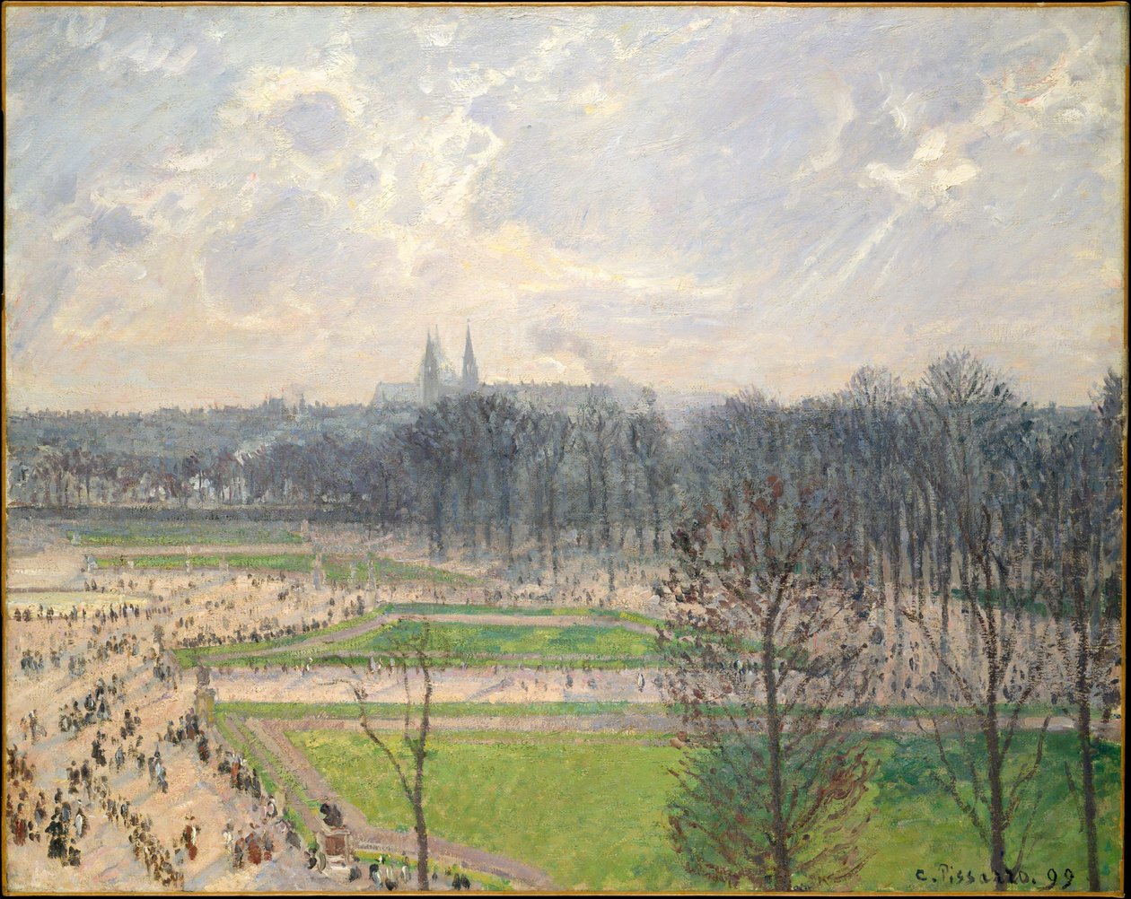 De tuin van de Tuilerieën op een wintermiddag door Camille Jacob Pissarro