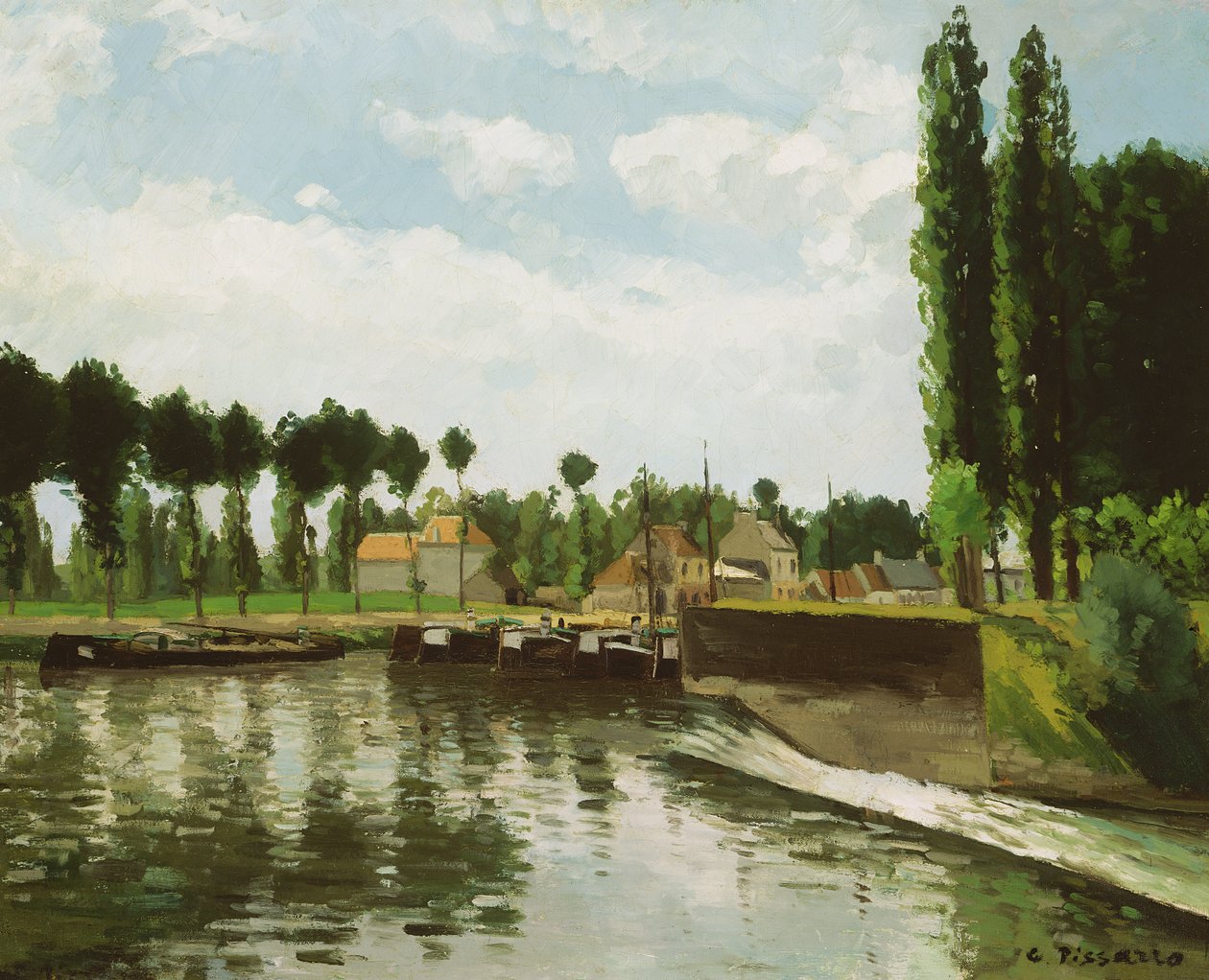 De Sluis bij Pontoise door Camille Jacob Pissarro