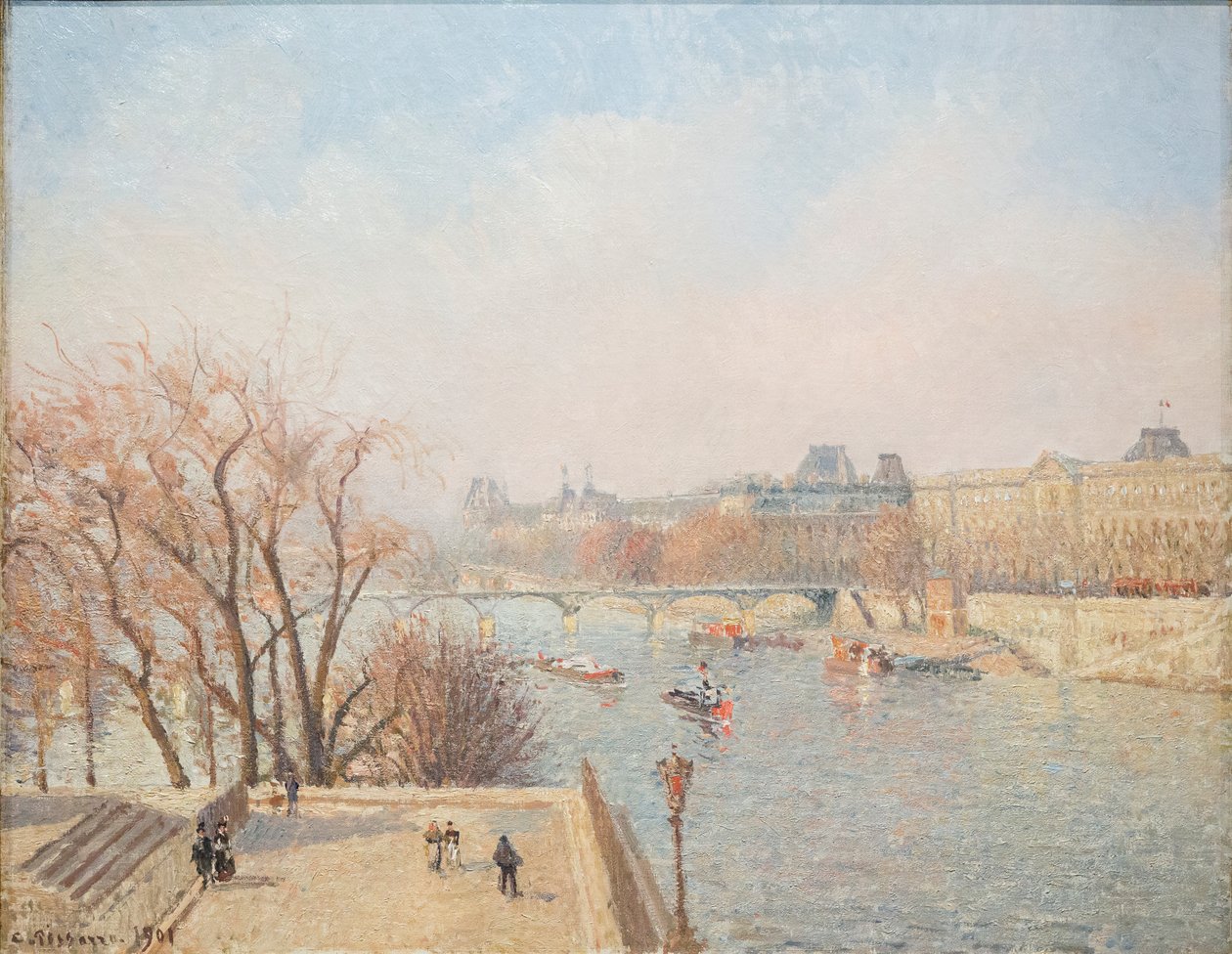Het Louvre: Ochtend, Zonlicht door Camille Jacob Pissarro