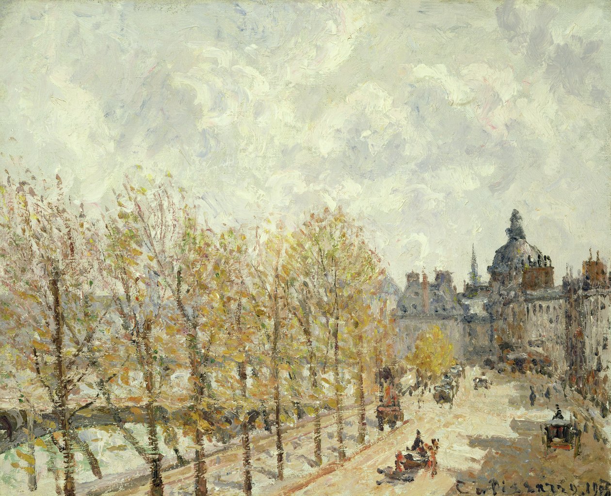 De Malaquais-kade in de ochtend, zonnig weer door Camille Jacob Pissarro