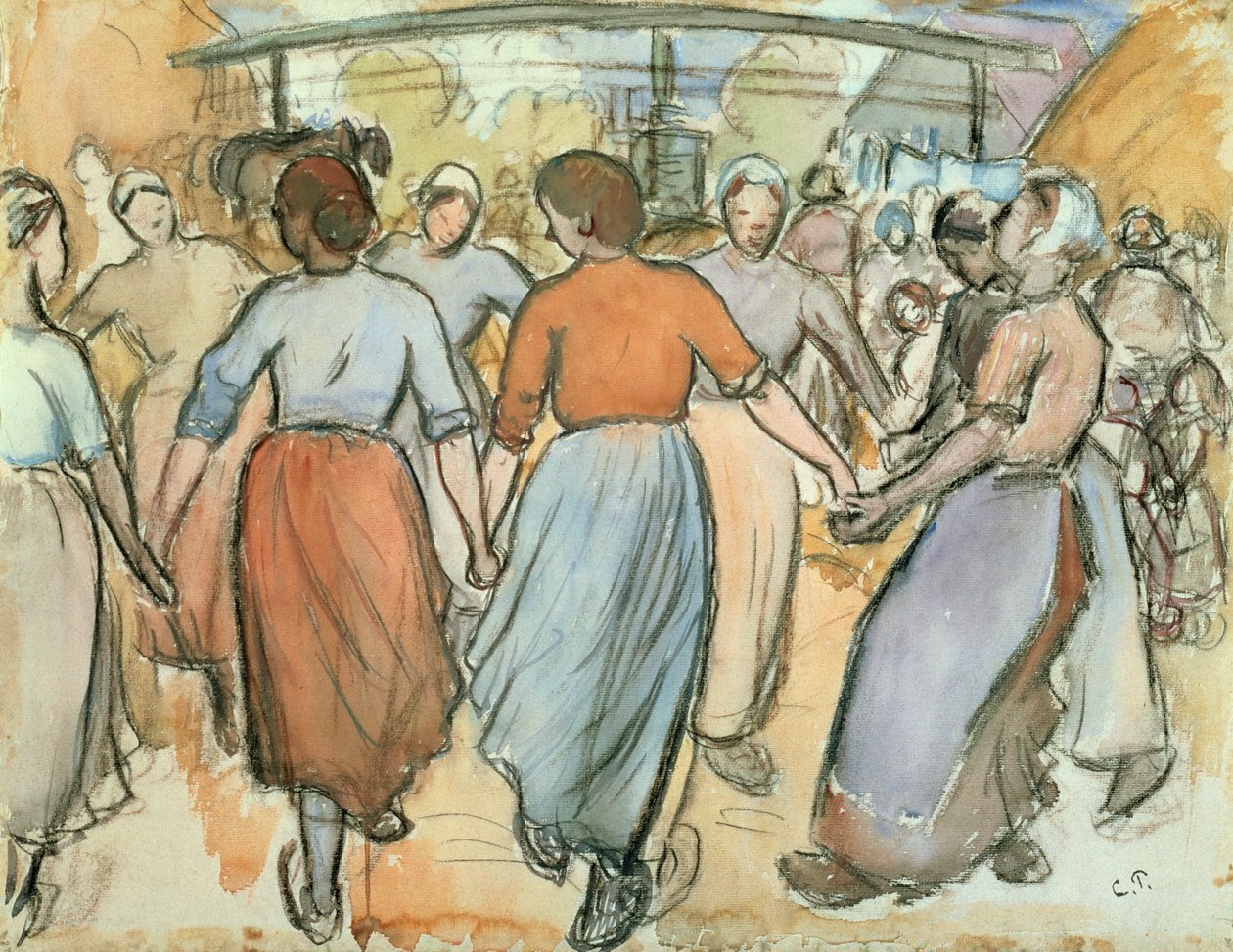 De Ronde, c.1884 door Camille Jacob Pissarro