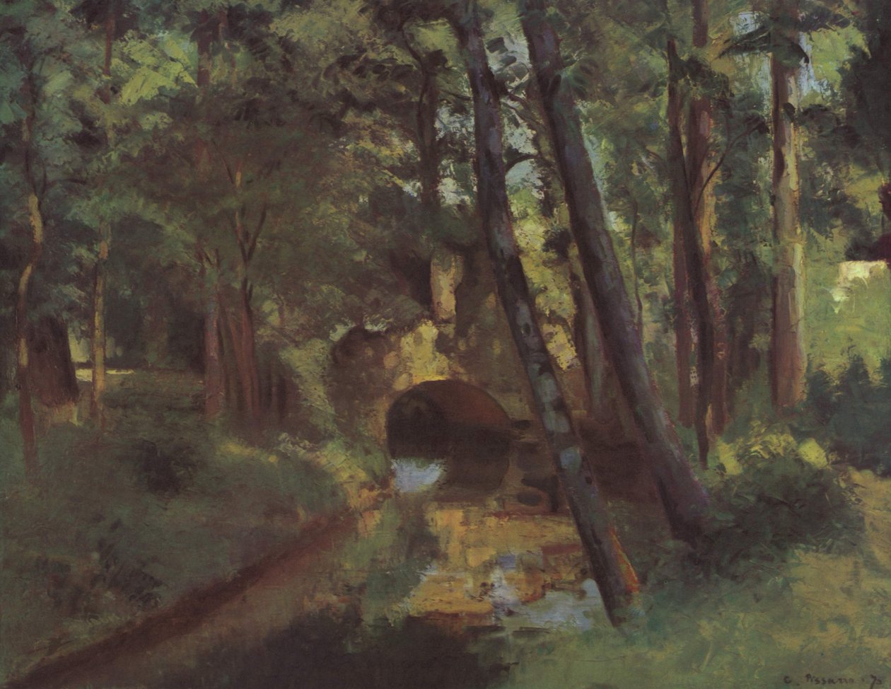 De kleine brug, Pontoise door Camille Jacob Pissarro