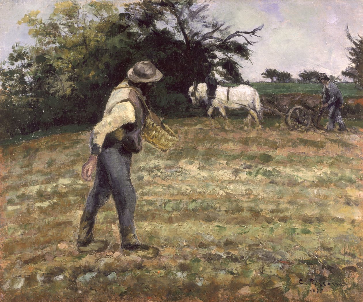 De Zaaier, Montfoucault, 1875 door Camille Jacob Pissarro