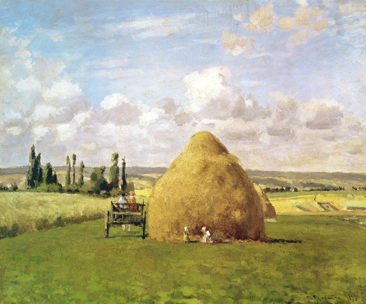 De hooiberg, Pontoise, 1873 door Camille Jacob Pissarro