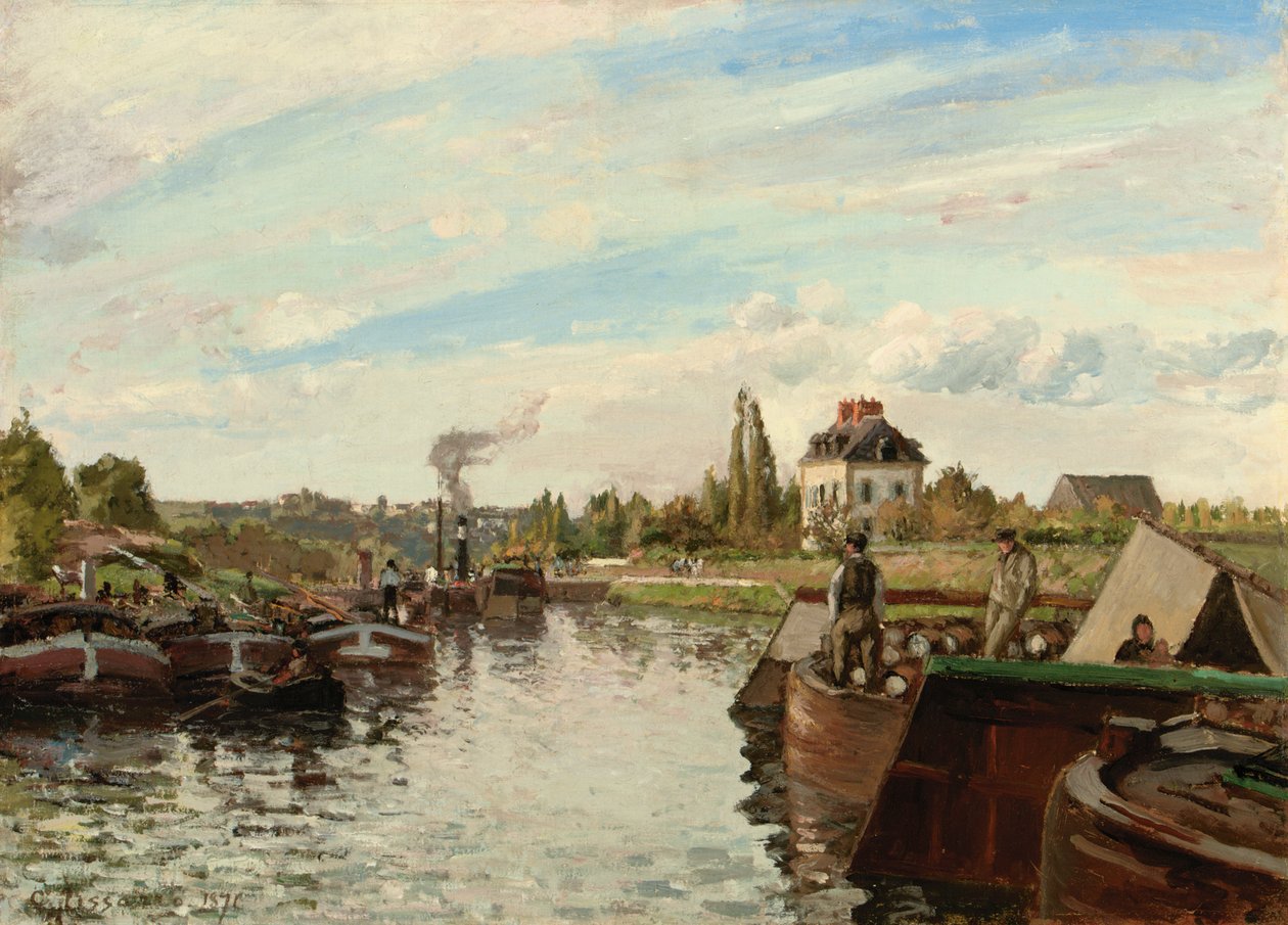 Schuit op de Seine bij Bougival, 1871 door Camille Jacob Pissarro
