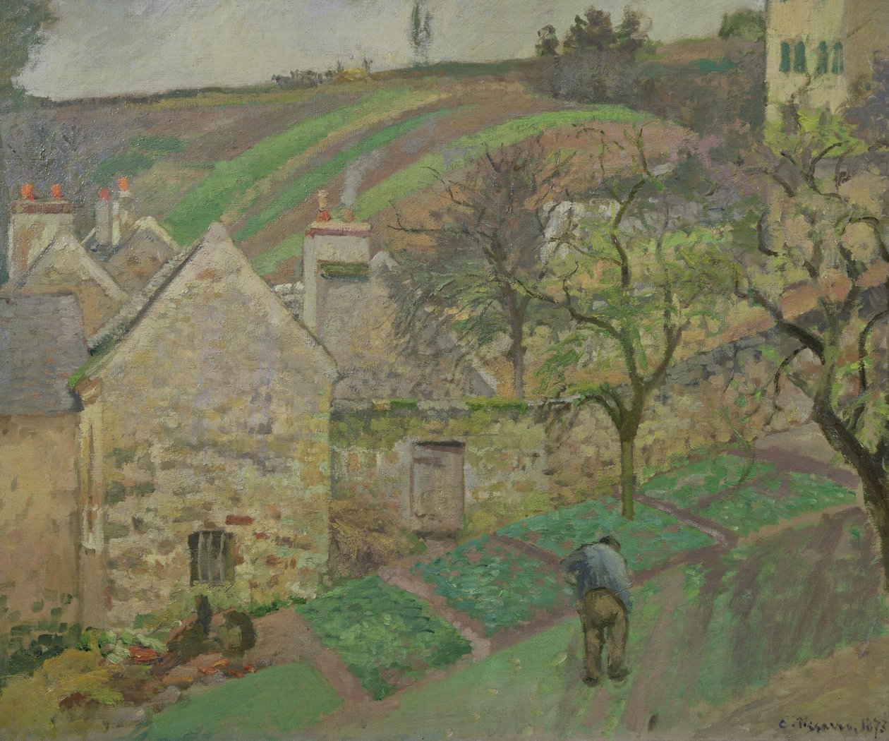Heuvel van de Hermitage, Pontoise, 1873 door Camille Jacob Pissarro