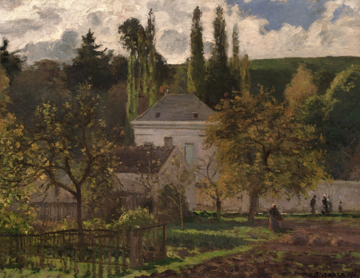 Huis in de Hermitage, Pontoise, 1873 door Camille Jacob Pissarro