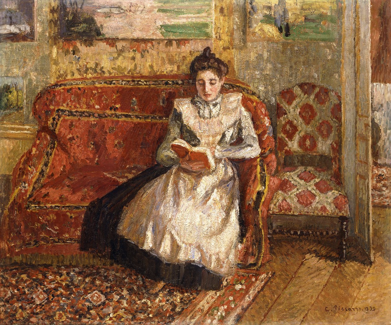 Jeanne Leest, 1899 door Camille Jacob Pissarro