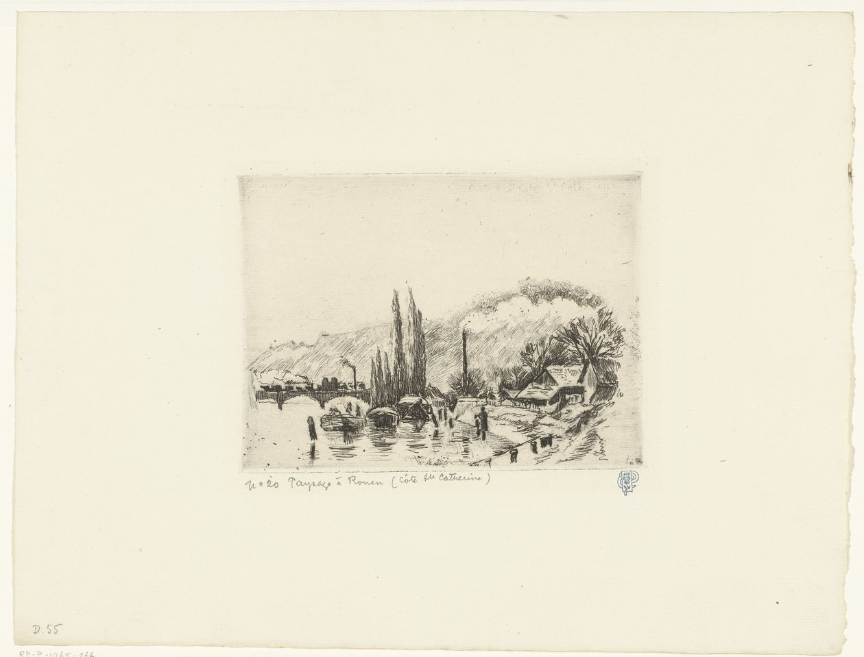 Landschap bij Rouen door Camille Jacob Pissarro