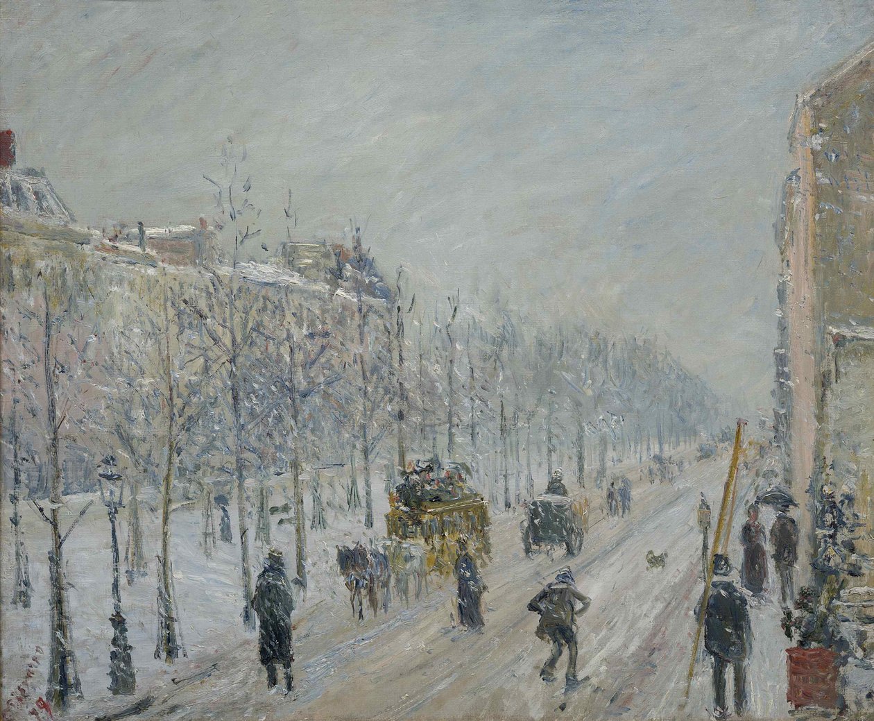 Les Boulevards, extérieurs, effet de neige, 1879 door Camille Jacob Pissarro