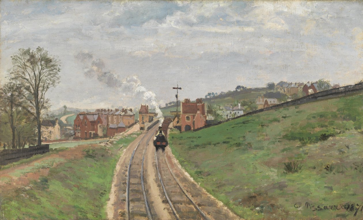 Lordship Lane Station, Dulwich, 1871 door Camille Jacob Pissarro