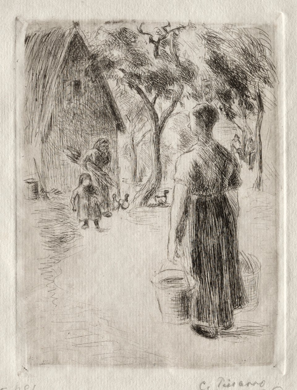 Paysanne portant des seaux door Camille Jacob Pissarro