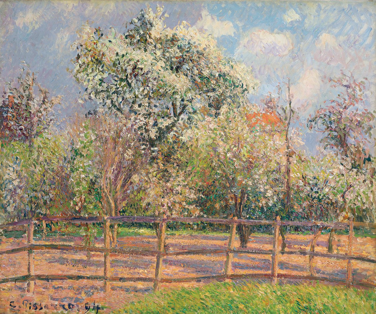 Perenbomen in bloei, Eragny, 1894 door Camille Jacob Pissarro