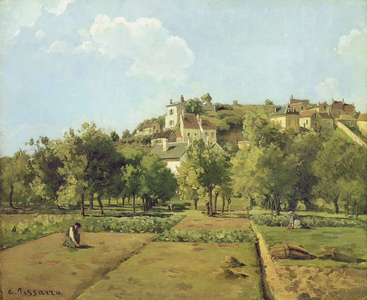 Pontoise, of De Tuinen van de Hermitage, Pontoise, 1867 door Camille Jacob Pissarro