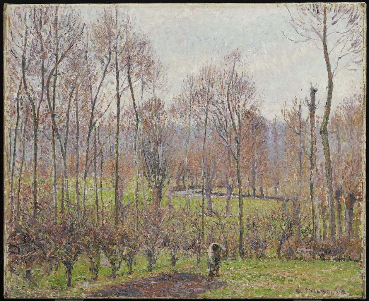 Populieren, Grijs Weer, Eragny, 1895 door Camille Jacob Pissarro