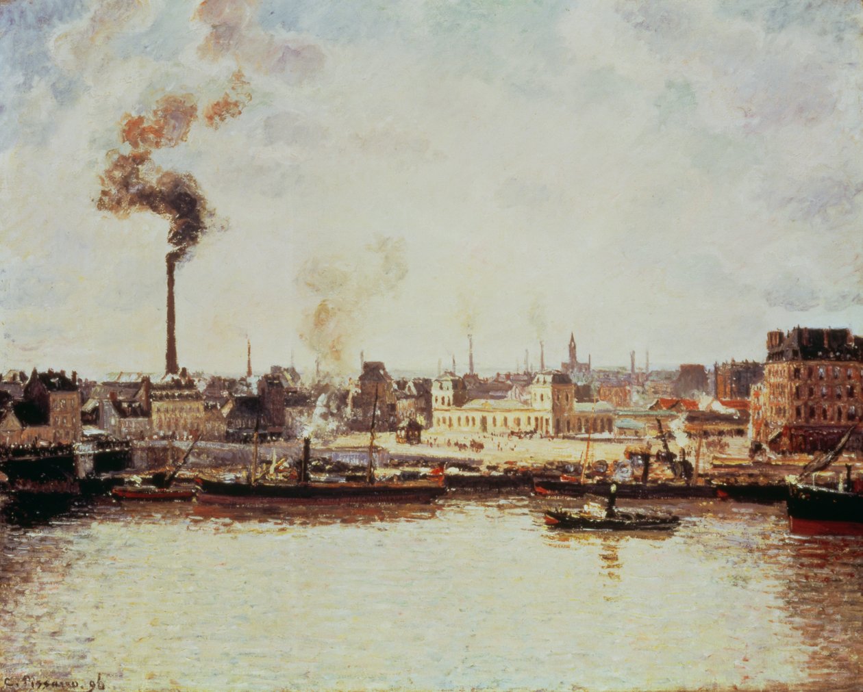 Saint-Sever Kade in Rouen door Camille Jacob Pissarro