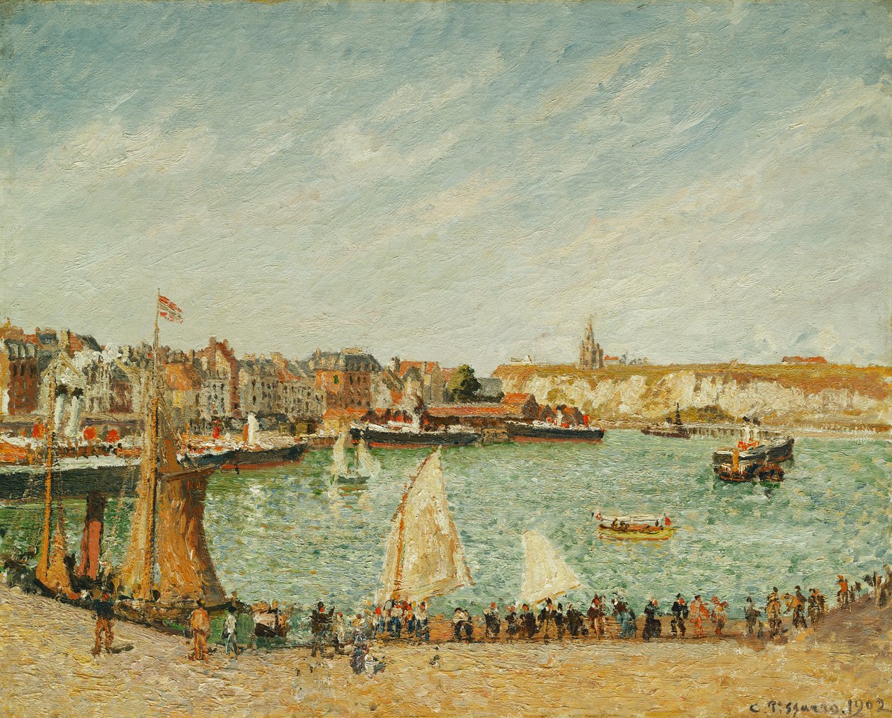 De Middagzon, Buitenhaven van Dieppe door Camille Jacob Pissarro
