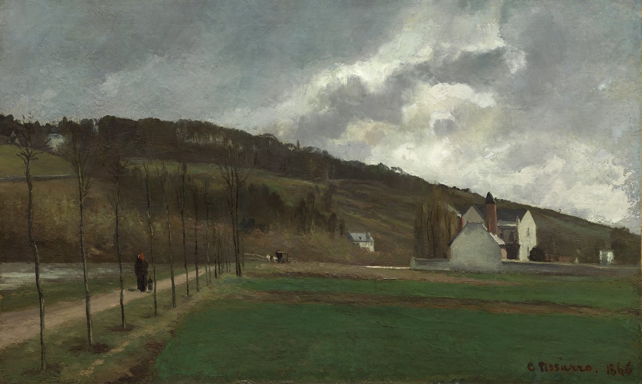 De Oevers van de Marne in de Winter, 1866 door Camille Jacob Pissarro