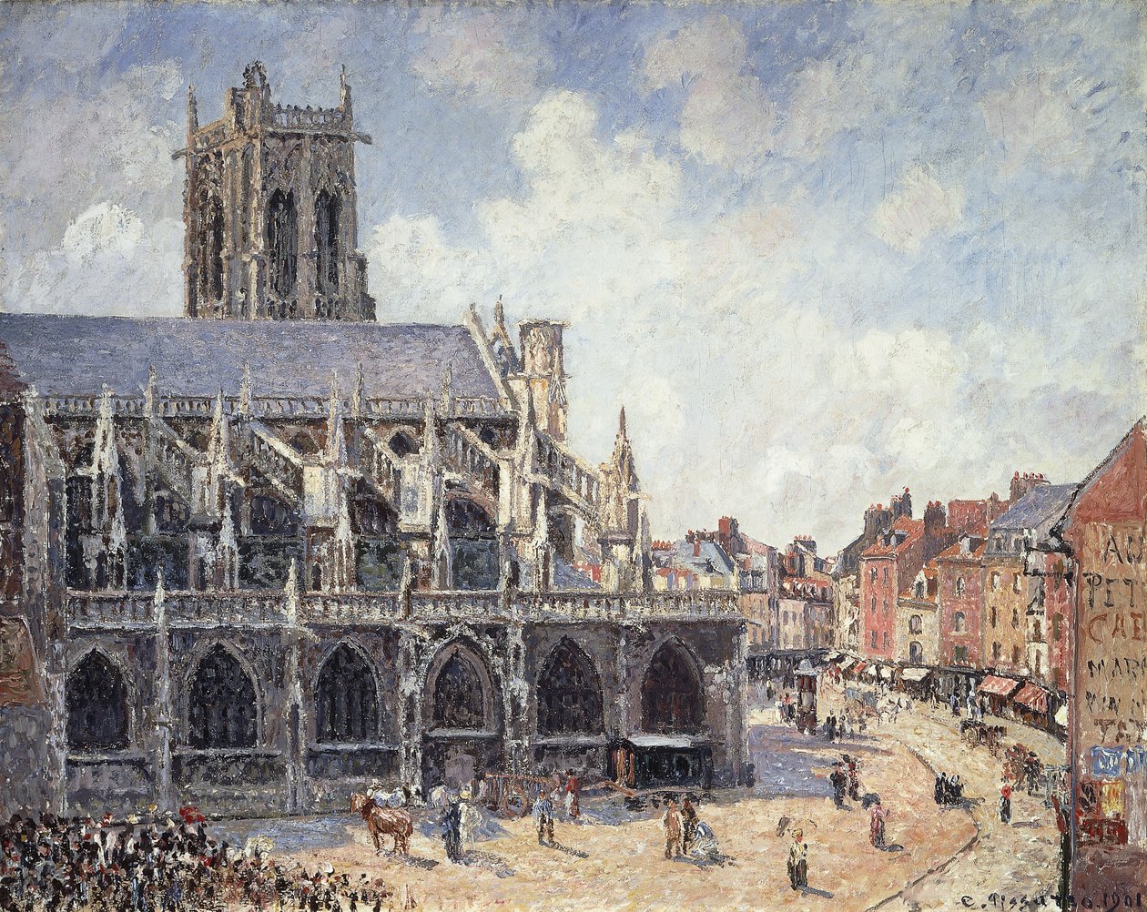 De Kerk van Saint Jacques in Dieppe in de ochtendzon; L