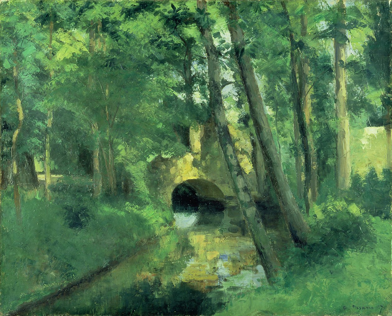 De kleine brug, Pontoise, 1875 door Camille Jacob Pissarro