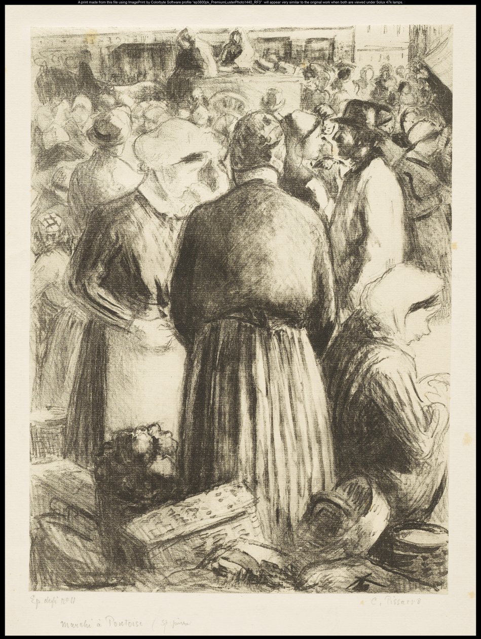 De markt in Pontoise, c.1895 door Camille Jacob Pissarro