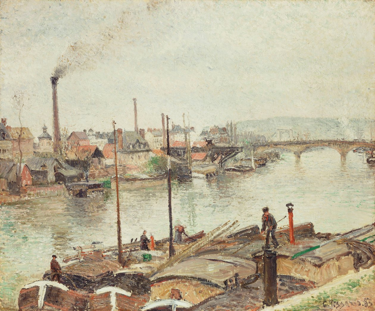 De Haven van Rouen, 1883 door Camille Jacob Pissarro