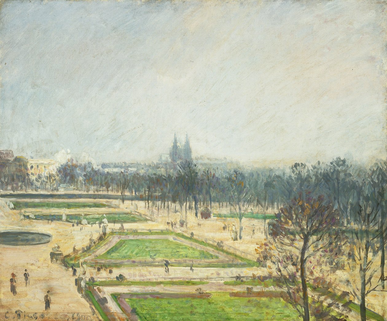 De Vijvers van de Tuilerieën, Mist door Camille Jacob Pissarro