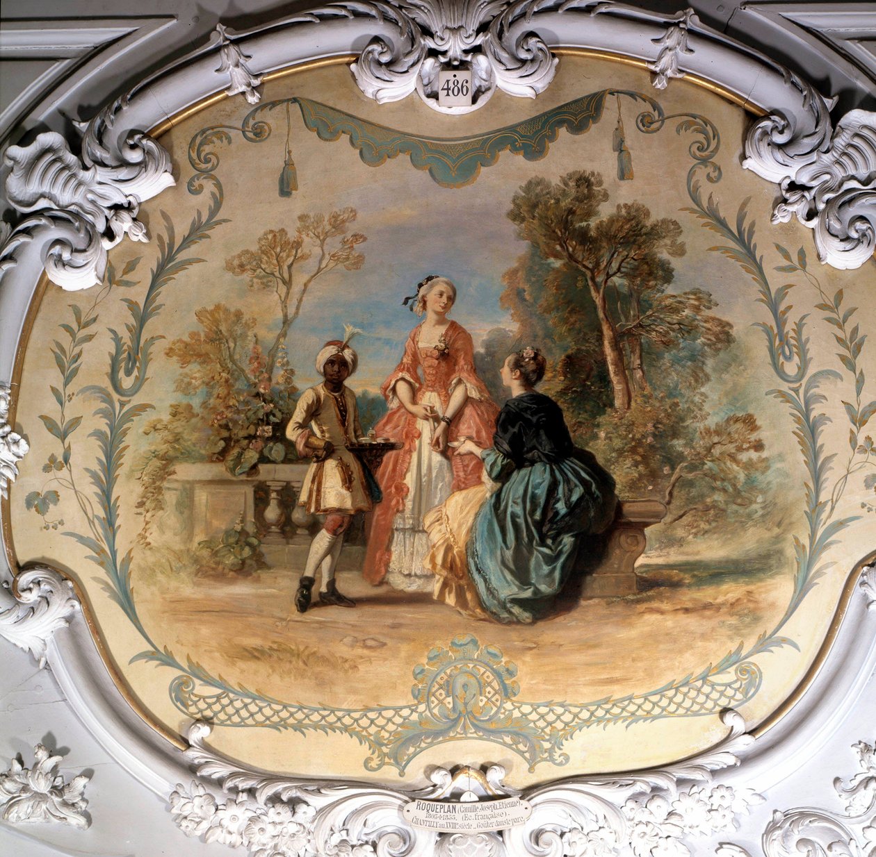 Proever in het park van Chantilly door Camille Joseph Etienne Roqueplan