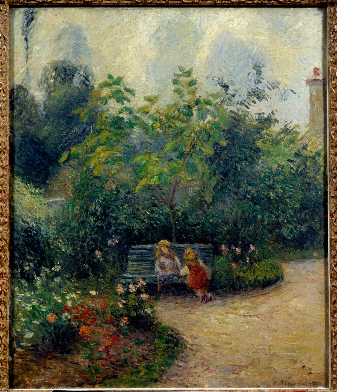 Een hoek van de tuin bij de Hermitage (de tuin van de Mathurins) door Camille Jacob Pissarro