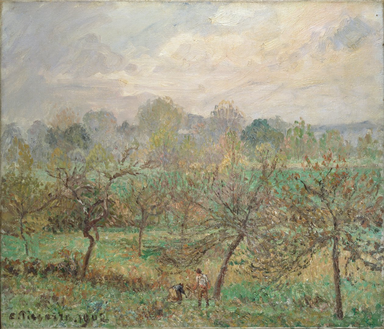 Herfst, Ochtendmist, Éragny-sur-Epte door Camille Pissarro