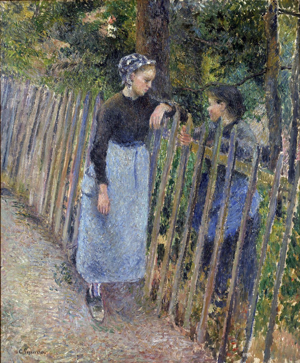 Gesprek (ca. 1881) door Camille Pissarro