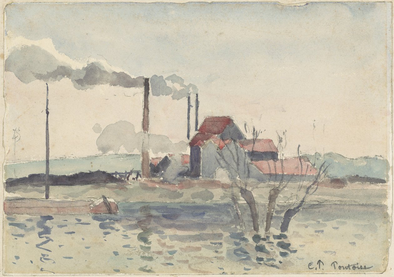 Fabriek aan de Oise bij Pontoise door Camille Pissarro