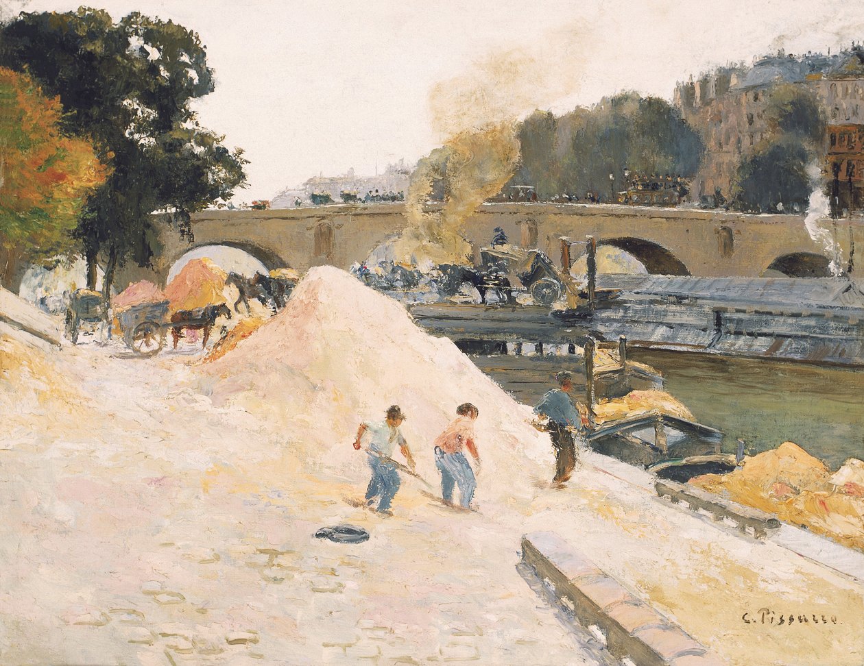 Frans: Le Pont-Marie vu depuis le quai d