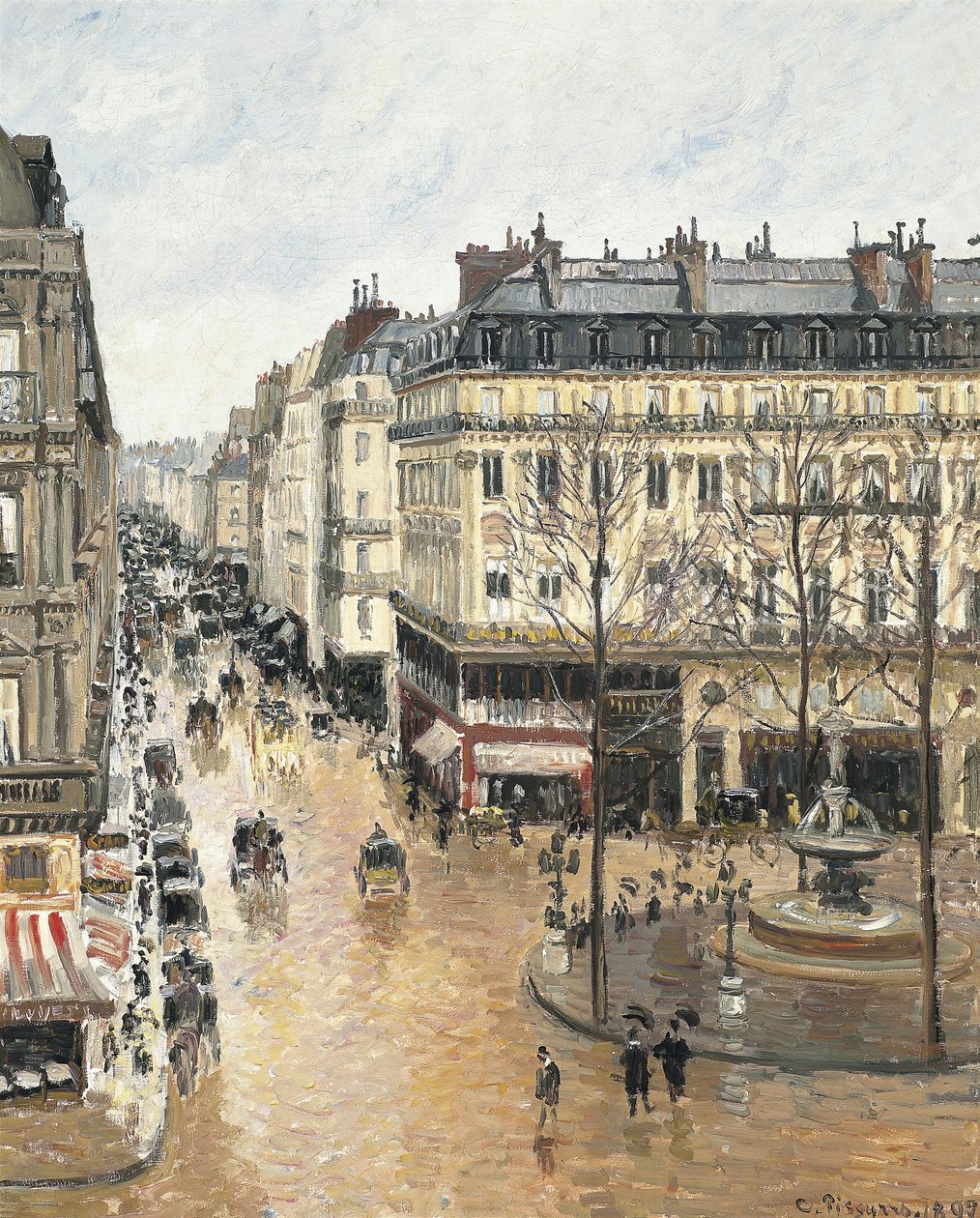 Frans: Rue Saint-Honoré, Après-midi, Effet de Pluie Rue Saint-Honoré in de namiddag. Effect van regen door Camille Pissarro
