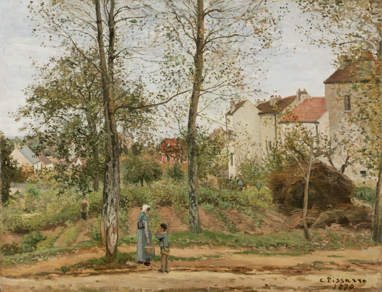 Huizen bij Bougival (Herfst) door Camille Pissarro
