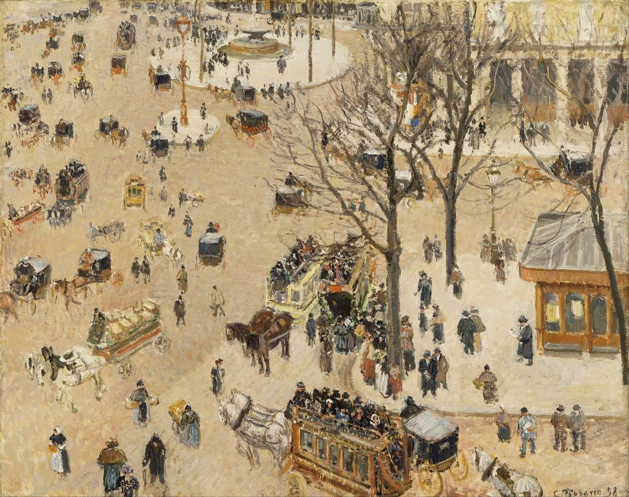 La Place du Théâtre Français door Camille Jacob Pissarro