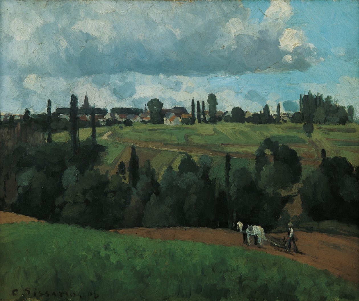 Landschap bij Ennery, bij Pontoise door Camille Pissarro