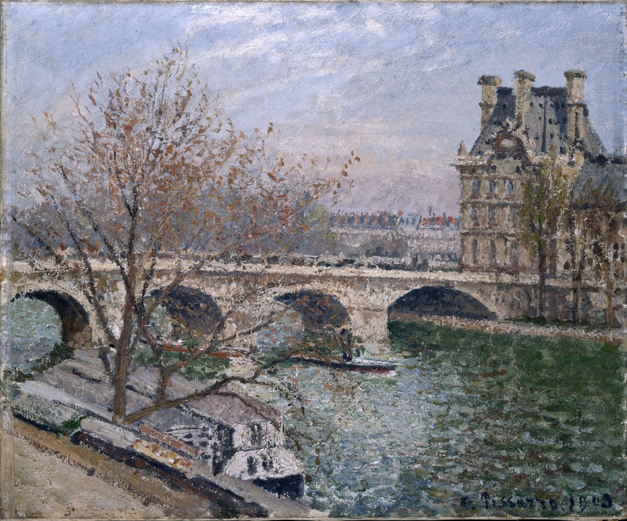 Le Pont Royal en Pavillon de Flore door Camille Jacob Pissarro