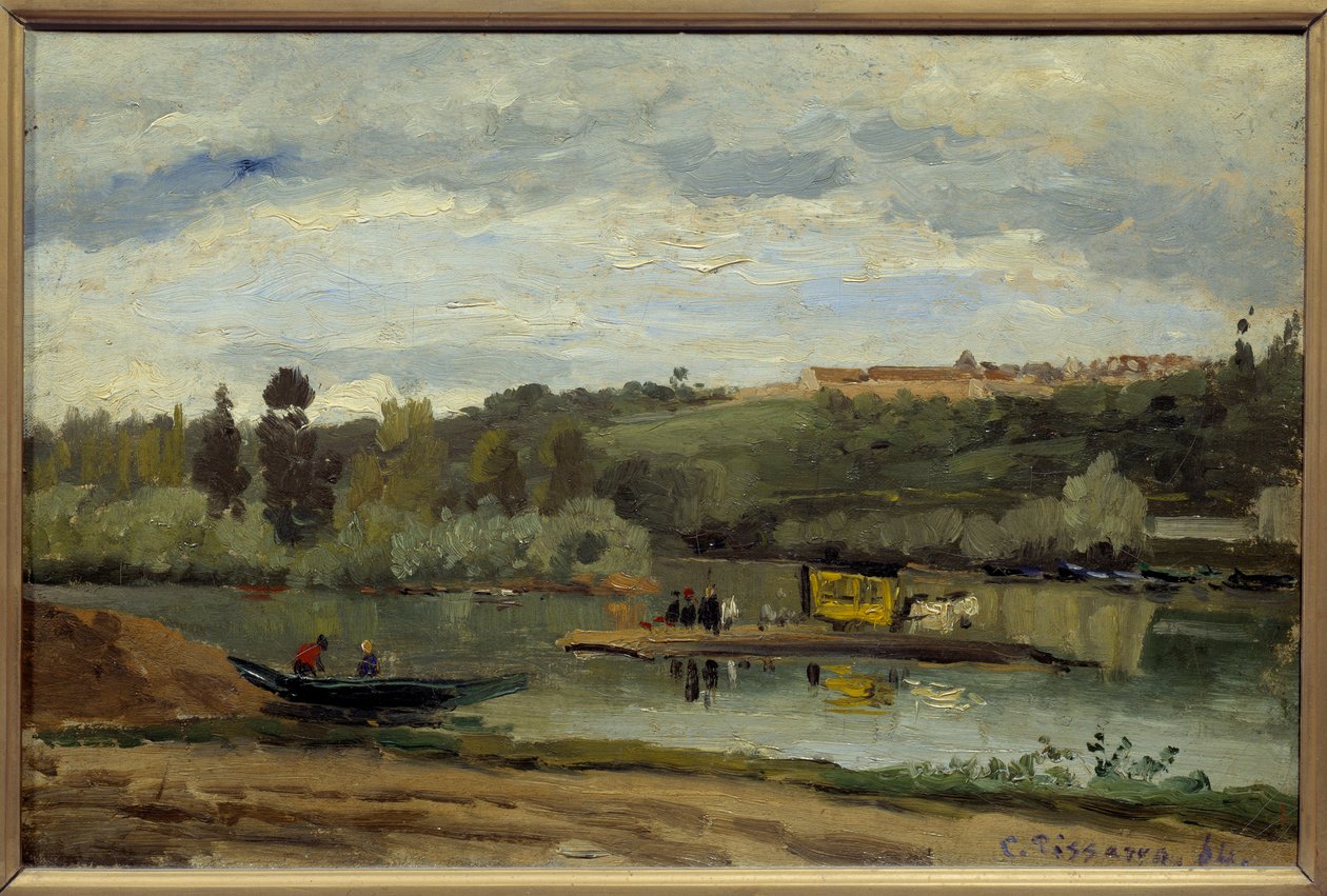 De veerboot bij La Varenne Saint Hilaire door Camille Jacob Pissarro