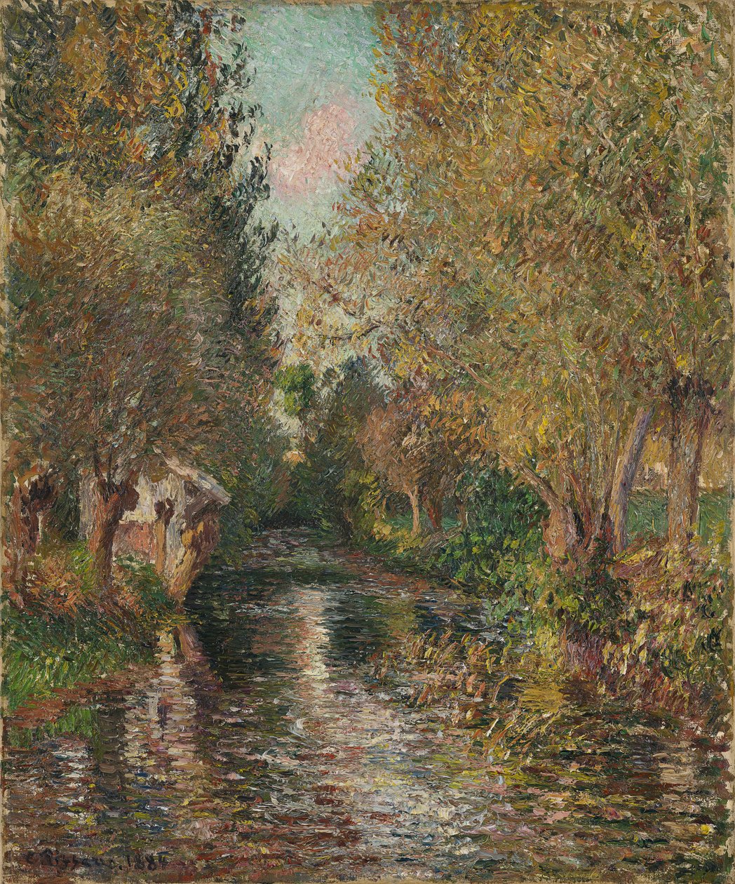 De wasplaats bij Bazincourt door Camille Pissarro
